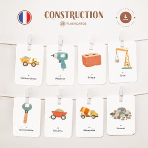 CONSTRUCTIE • Frans • Afdrukbare flashcards • Driedelige montessorikaarten • Nomenclatuur