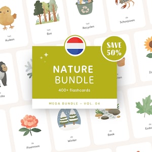 NATURE PAKET • Niederländisch • Druckbare Karteikarten • Dreiteilige Montessori Karte • Nomenklatur