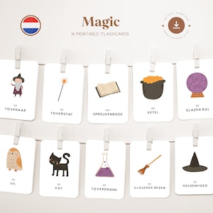 MAGIC • Holandés • Tarjetas didácticas imprimibles • Tarjetas Montessori de tres partes • Nomenclatura