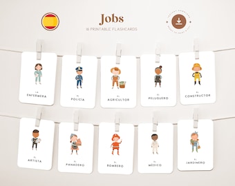 JOBS • Spanish • Printable Flashcards • Three-Part Montessori Cards • Nomenclature
