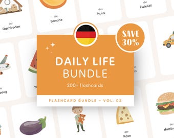 PAQUETE DE VIDA DIARIA • Alemán • Tarjetas didácticas imprimibles • Tarjetas Montessori de tres partes • Nomenclatura