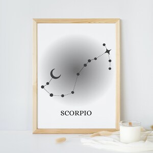 SCORPIO Constellation Zodiac Art | Magnetic Scorpio wall art, Gift for Scorpio, Printable astrology art, 5 printable sizes