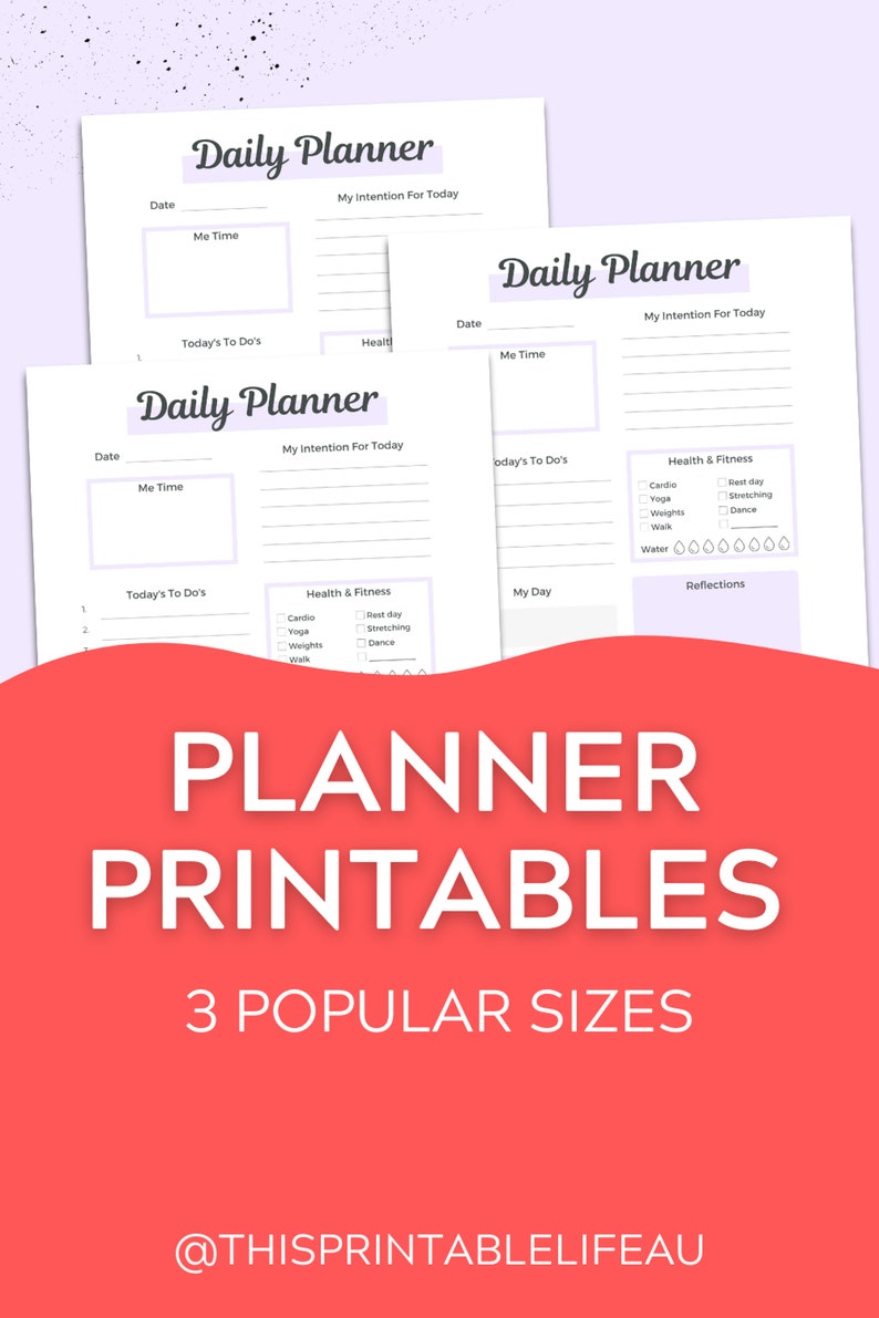 Printable Daily Planner Template Daily Wellbeing Planner Print at Home