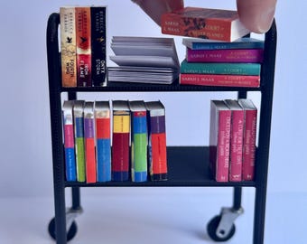 Miniature Library Cart (1:12 Scale) | Dollhouse Book Display