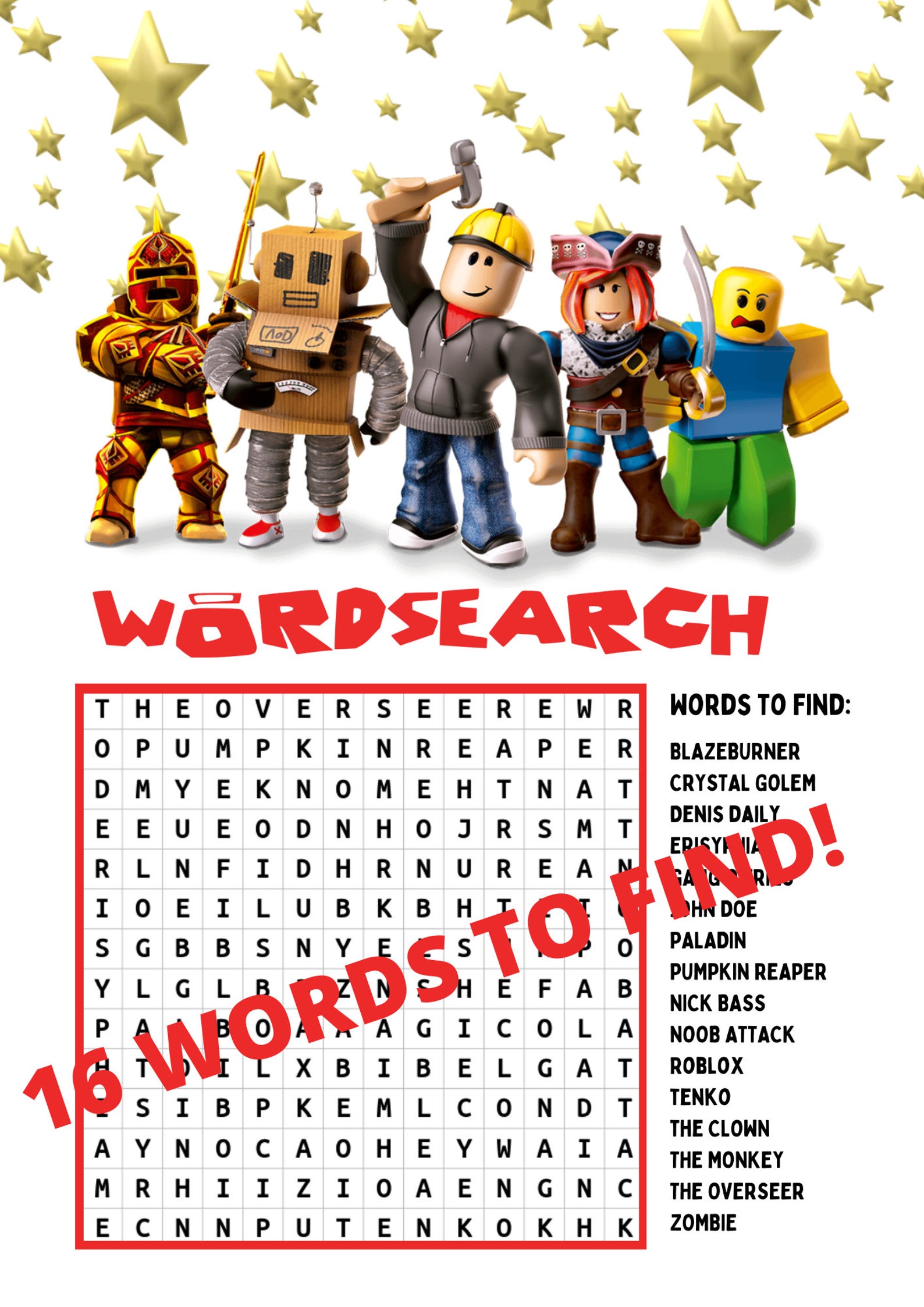 Roblox Wordsearch Word Search Roblocks Activity Puzzle Kids - Etsy Hong ...
