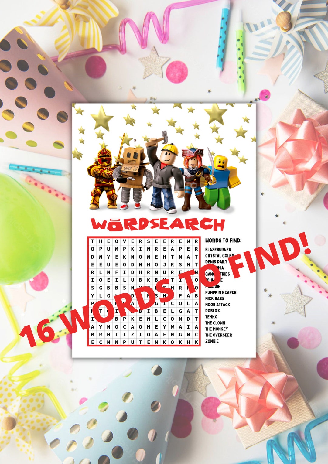 Roblox Wordsearch Word Search Roblocks Activity Puzzle Kids - Etsy
