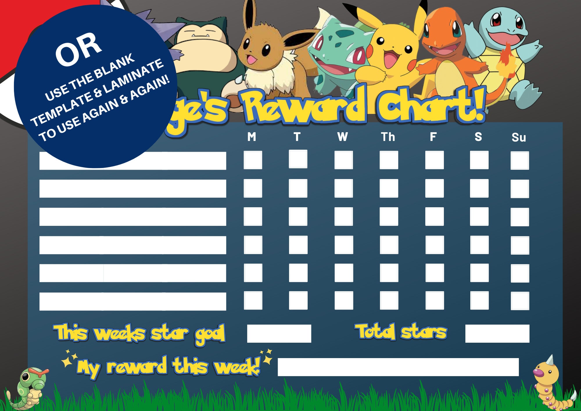 Pokemon Reward Chart