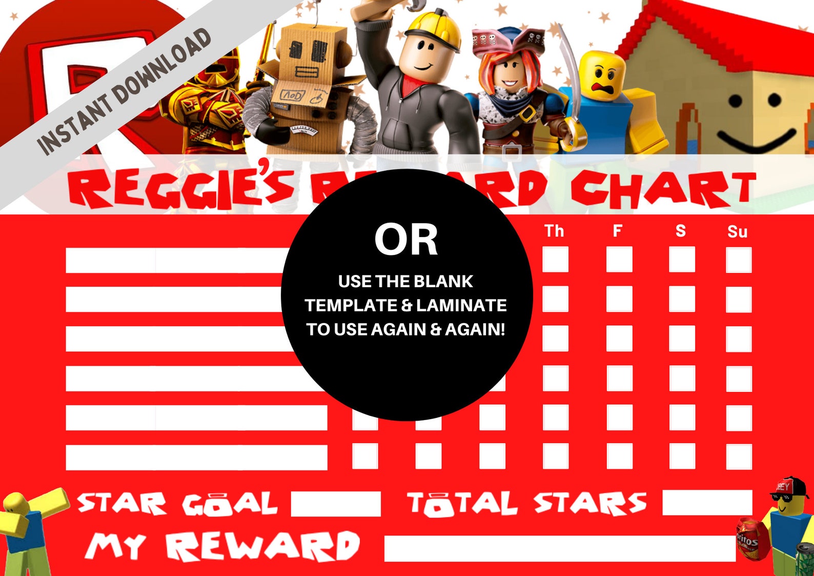 Roblox Reward Chart Personalised With Name Behaviour Chart - Etsy