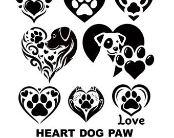 Heart Paw Print SVG Bundle, Dog Lover Design (Digital Files)