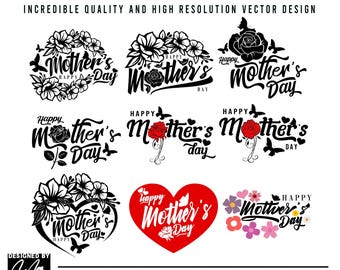 Happy Mother's Day SVG Bundle, Floral Designs (Digital Download)