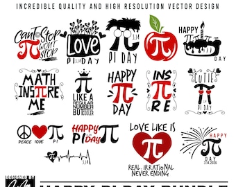 Pi Day SVG Bundle, Math Designs (svg, png, pdf, dxf files)