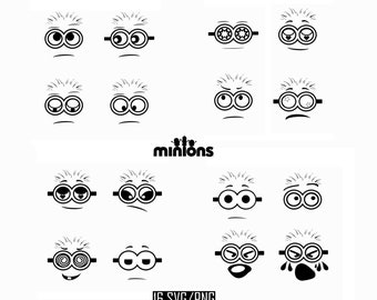 Minions Eyes Vector Bundle / Despicable Me Clip Art Svg / New Shape Art / Cut Files For Cricut / Minion Face Png / New Design + Bonus Vector