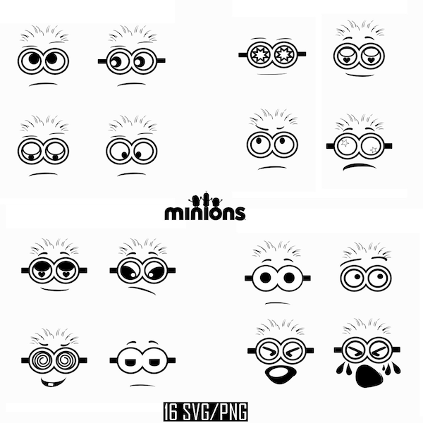 Minions Eyes Vector Bundle / Despicable Me Clip Art Svg / New Shape Art / Cut Files For Cricut / Minion Face Png / New Design + Bonus Vector