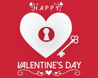 Valentine's Day Heart and Key SVG File