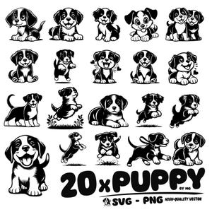 Happy Puppy Svg, Puppies SVG, Puppies Clipart, Cute Puppy, Cut Files for Cricut, Cute Puppies Svg, Puppy Silhouette,