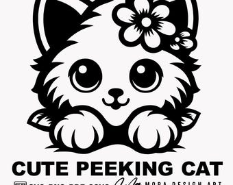 Peeking Cat Clipart | Cute Kitten SVG, PNG, PDF Files