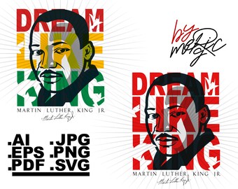 MLK, Martin Luther King Jr, Dröm som King, Skiktad och färgglad design, Svart historia,
