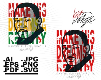 MLK, Martin Luther King Jr, Förverkliga sina drömmar, Skiktad och färgglad design, Svart historia,