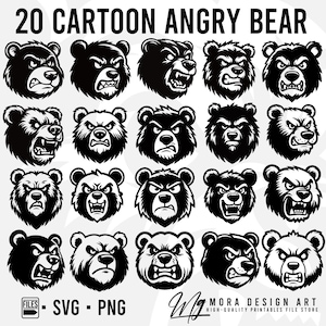 Bear Svg, Angry Bear Svg, Bear Head Png, Bear Silhouette Svg, Grizzly Bear Png, Cut File For Cricut, Bear Clipart, Bear Svg Digital Download