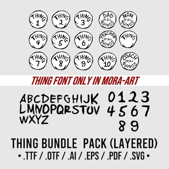Thing 1 Thing 2 SVG Cut File, Alphabet Font (Digital Download)