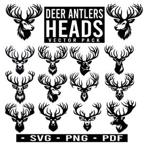 Deer SVG, Deer Head Svg, Deer Face Svg, Deer Antlers Head Svg, Deer Head Silhouette, Deer Cricut File, Deer Clipart