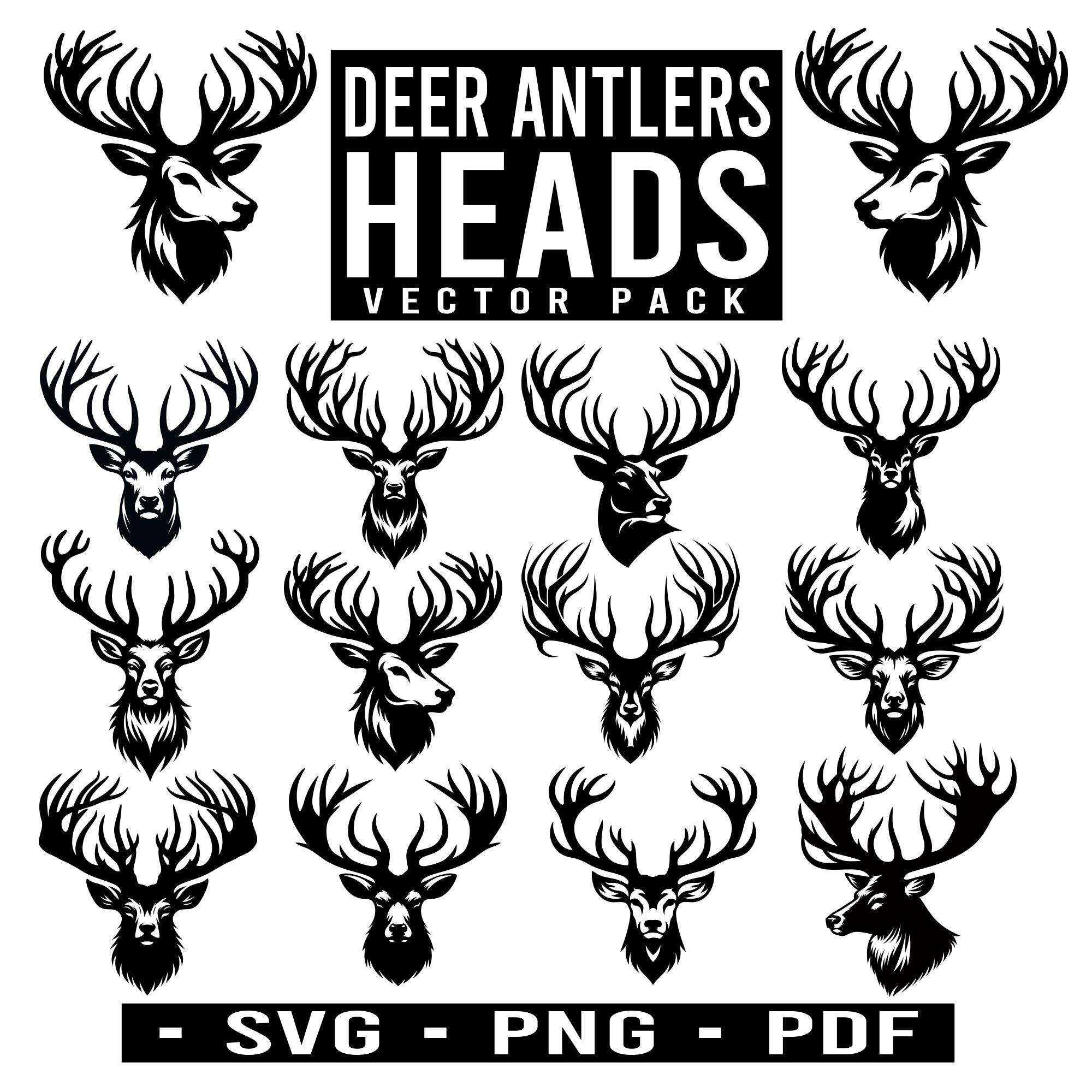 Deer Head (svg, Png, Pdf), Antlers Silhouette Clipart - Etsy