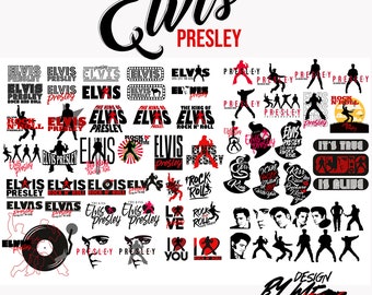 Elvis Presley SVG-Bundle, Rock'n'Roll-Svg, Elvis SVG, Schnittdatei für Cricut, Elvis Clipart, digitaler Download, SVG, Ai, Pdf, Png, Eps, Dxf