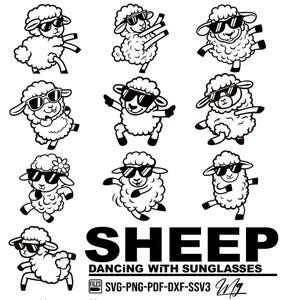 Sheep Dancing with Sunglasses Svg, Dancing Sheep Svg, Sheep Dance Png, Sheep Dance Clipart Svg, Dance Sheep Vector Bundle Svg, Pdf, Png, Dxf