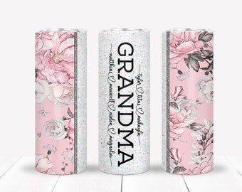 Personalized Grandma Tumbler, Stainless Steel Tumbler, Gift for Grandma, Custom Grandma tumbler, Grandma Tumbler with Grandkids names