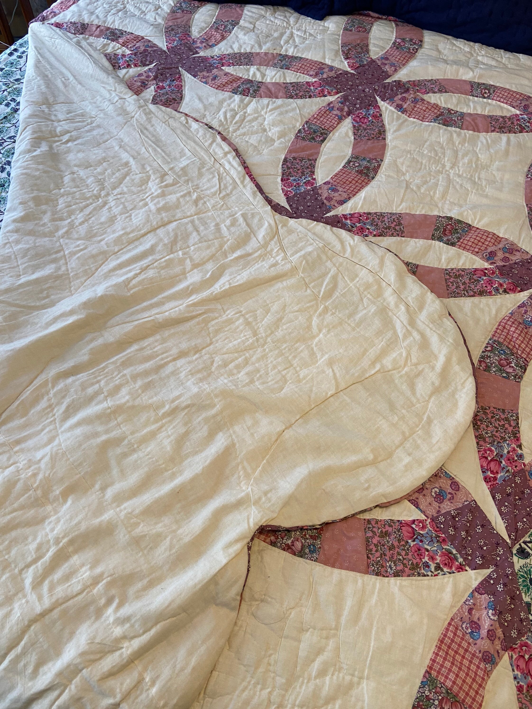 Vintage Wedding Ring Queen Sized Quilt Excellent Condition 1980s Etsy