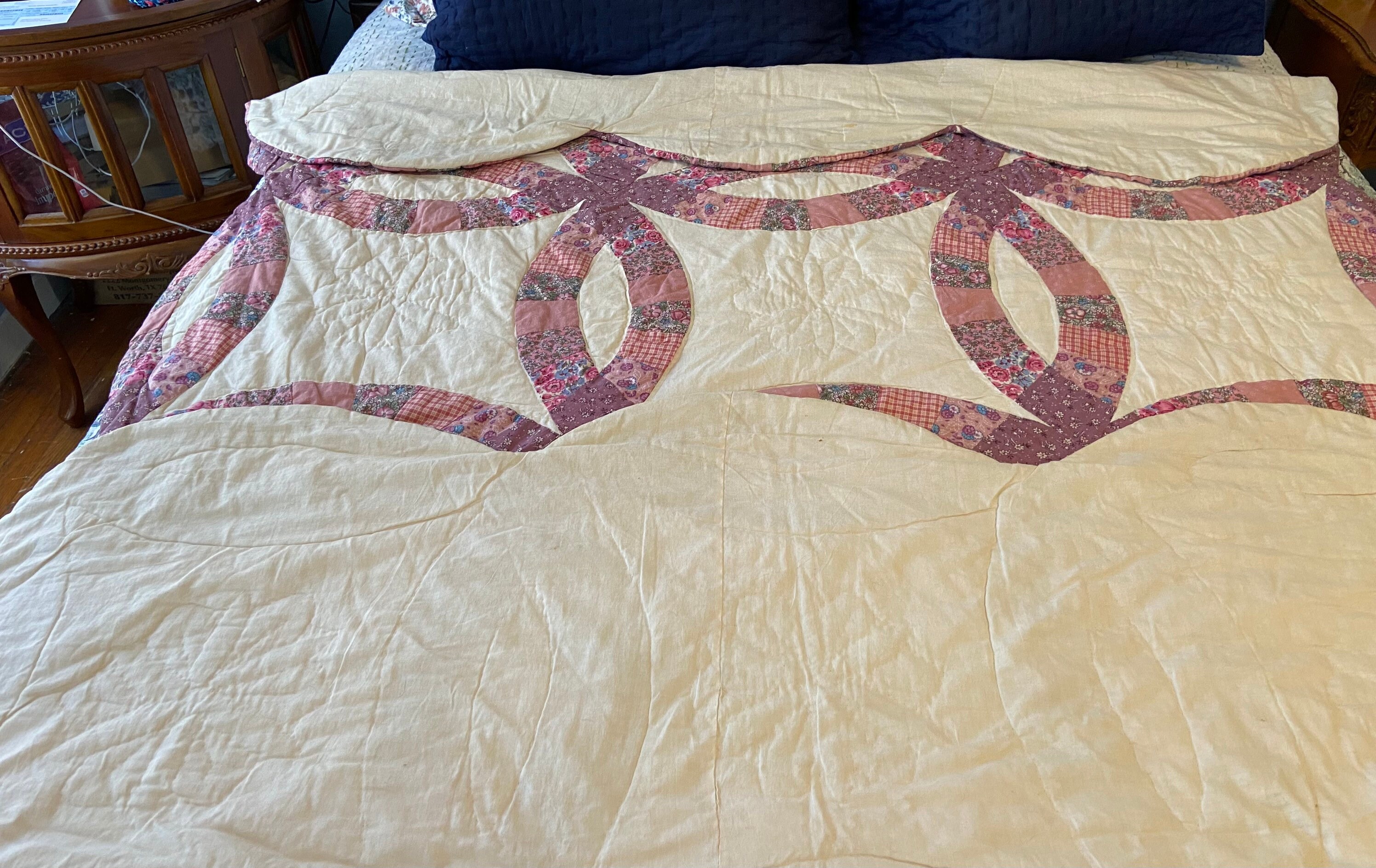 Vintage Wedding Ring Queen Sized Quilt Excellent Condition 1980s Etsy