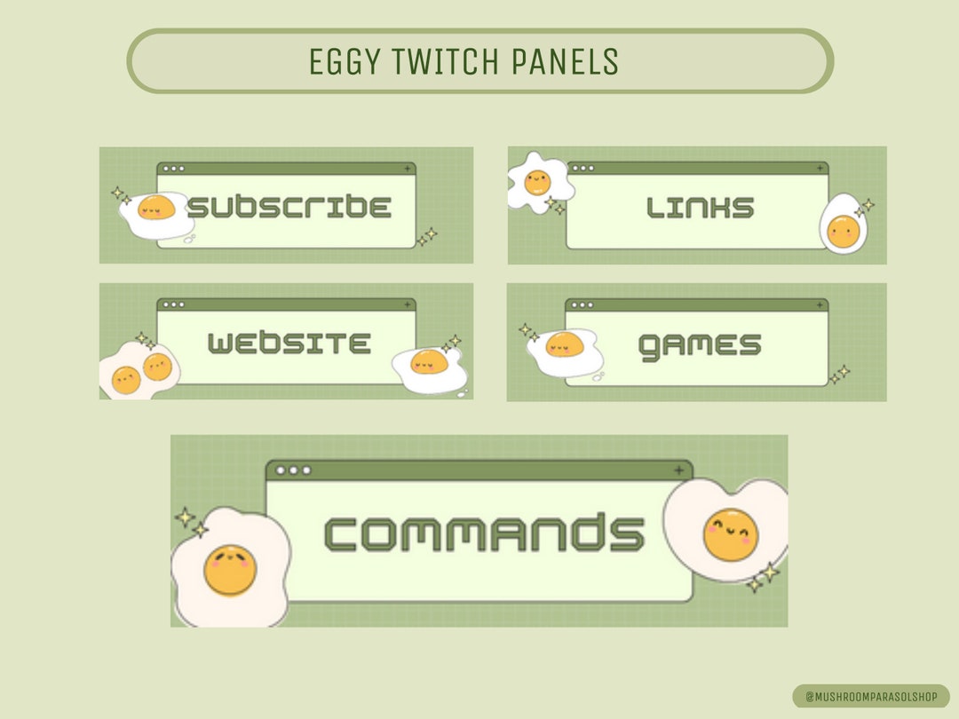 Egg Twitch Panels Twitch Streamer, Foodie, Eggs, Tech, Green, Kawaii Etsy