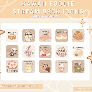 Kawaii foodie stream deck cover icons - cute, boba, cake