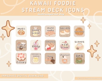 Kawaii foodie stream deck cover icons - cute, boba, cake