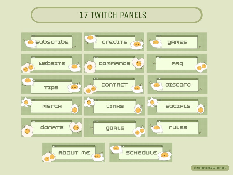 Egg Twitch Panels Twitch Streamer Foodie Eggs Tech Green Etsy