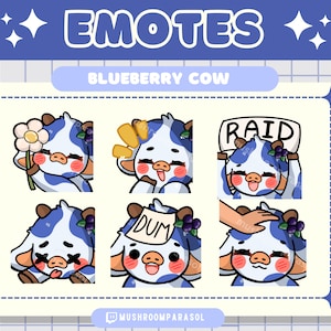 Twitch Emote Blueberry Cow | Kawaii Twitch Discord Cute