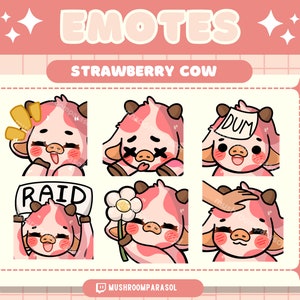 Twitch Emote Strawberry Cow | Kawaii Twitch Discord Cute