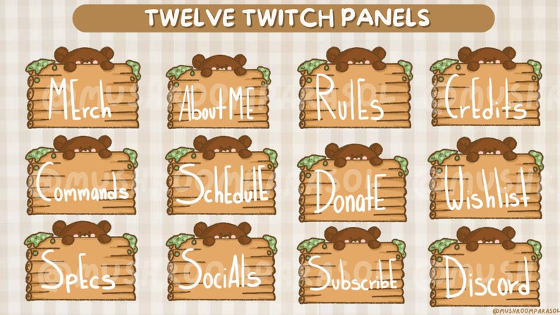 Cozy cottagecore bear twitch stream overlay pack/ kawaii overlay/ cute overlay/ bear overlay/ streaming set up image 5