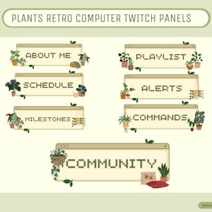 Plants Retro Computer Twitch Panels - for streamers