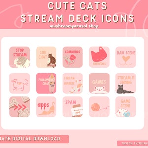 Cute Cats Stream Deck Icons | Pink