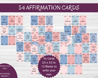 Positive Affirmation Cards: 54 Printable Mindfulness Cards (PDF)