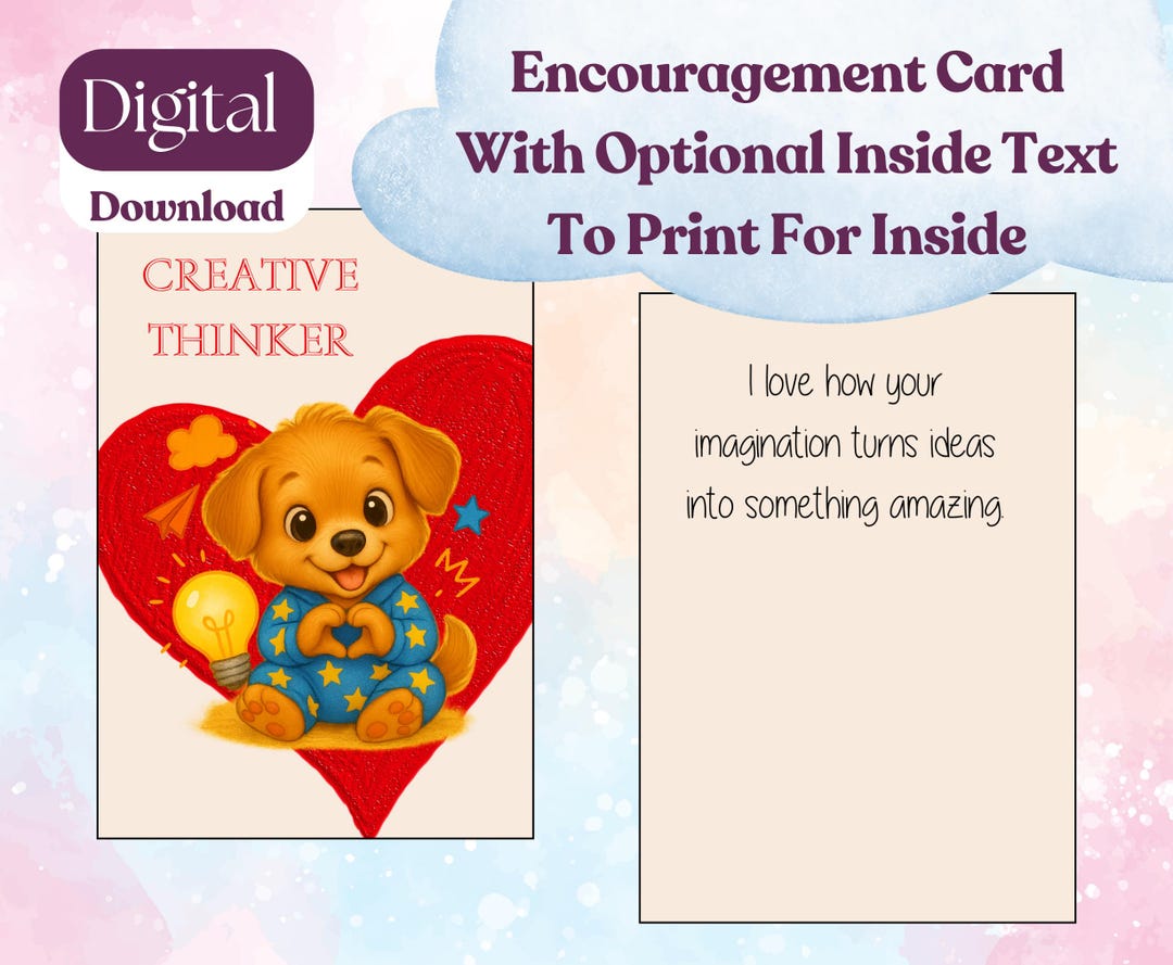 Creative Thinker | Printable Kids Greeting Card | Homeschool Reward ...