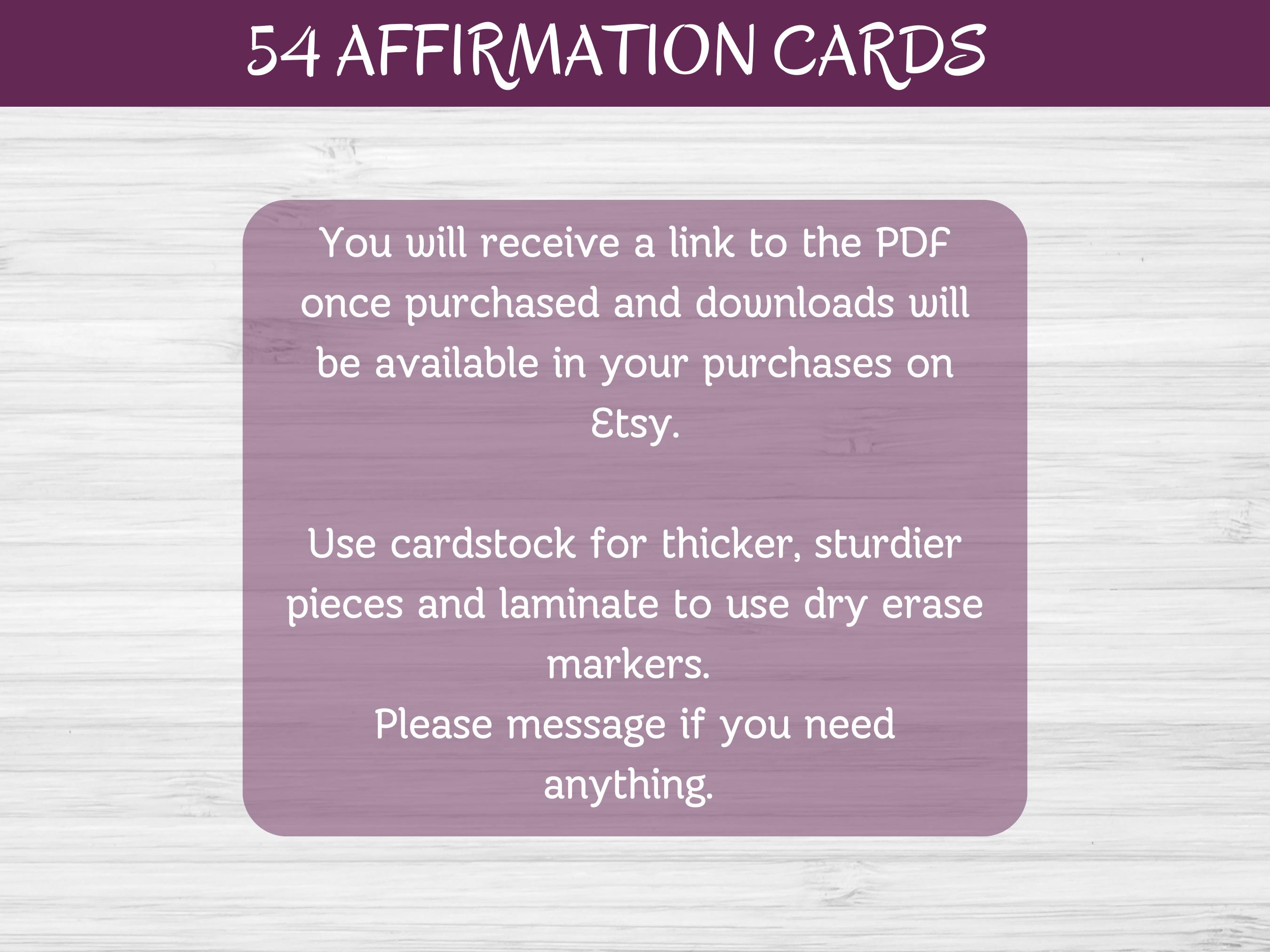 Positive Affirmation Cards: 54 Printable Mindfulness Cards (PDF) - Etsy