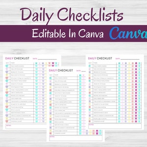 Check List Editable Task List For Parents Daily Checklist Printable Self Care Checklist
