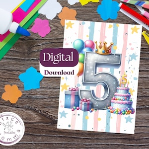 Carte de joyeux anniversaire à imprimer pour 5e anniversaire d'enfant