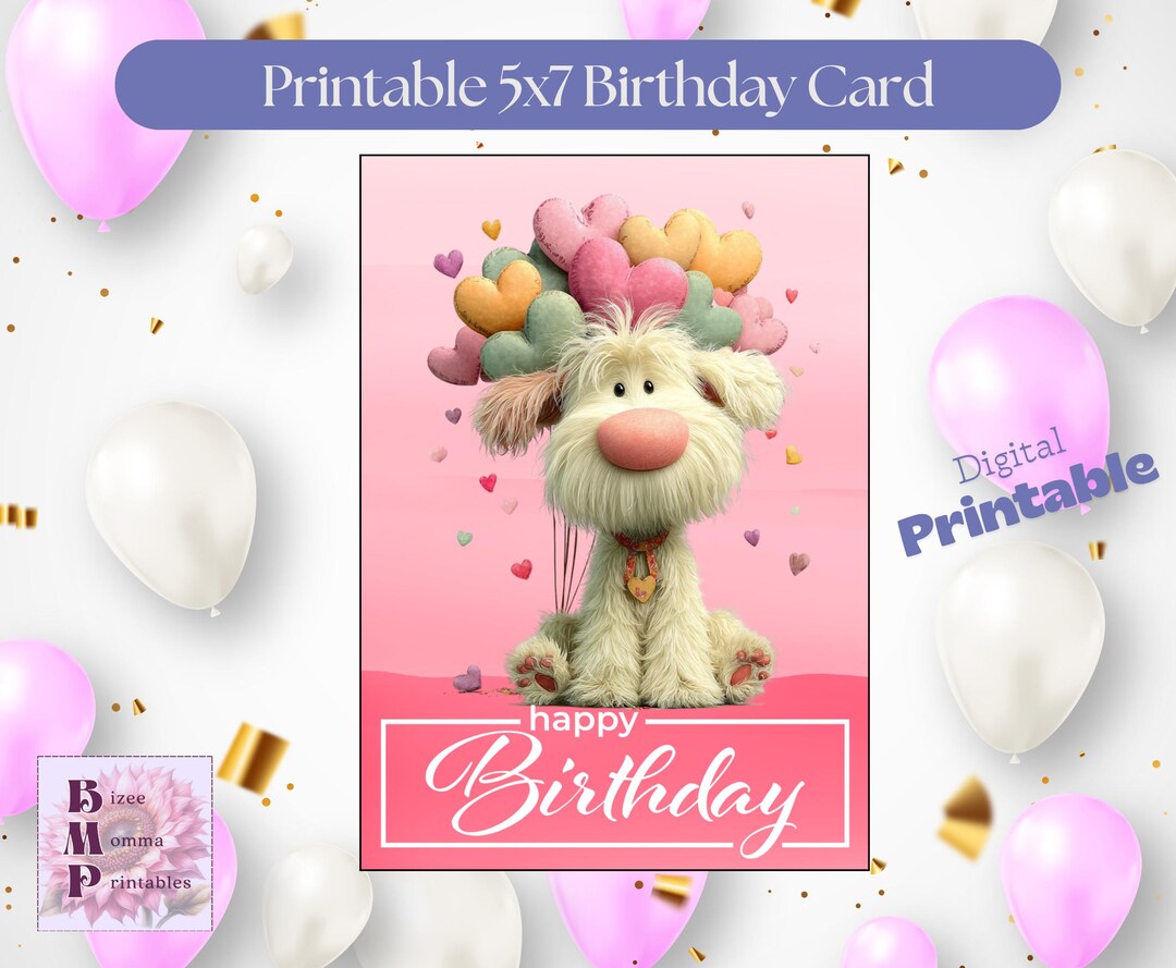 Printable Puppy Birthday Card 5x7 | Cute Dog Birthday Card | Funny ...