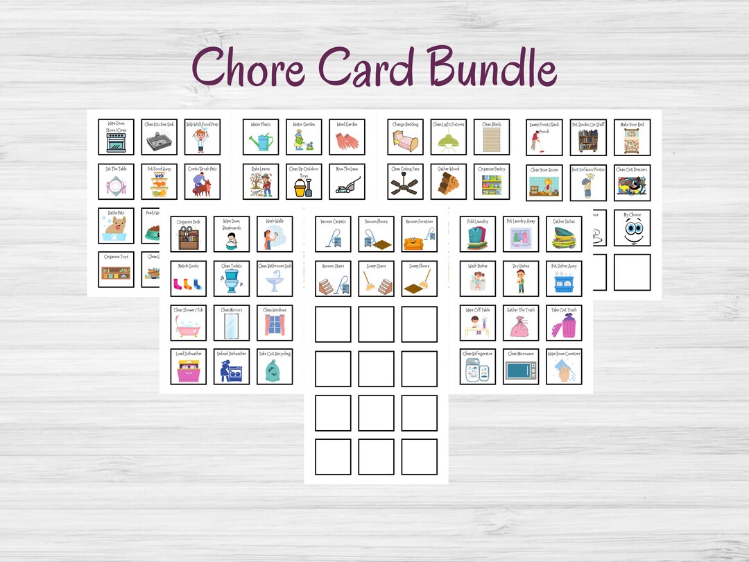 Kids Chore Cards Printables Family Chores - Etsy