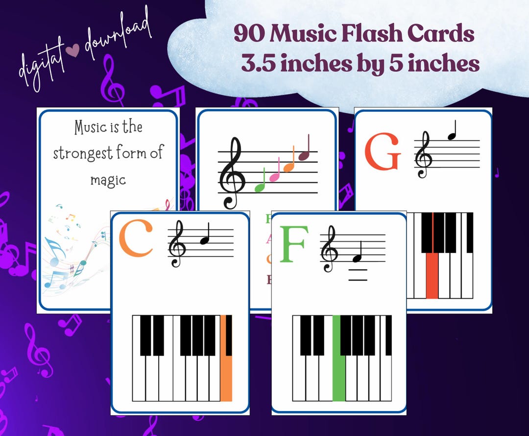 Music Flashcards for Kids | Piano & Music Theory (digital Download) - Etsy