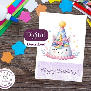 Tarjeta de feliz cumpleaños para niños Tarjetas de unicornio para niños Tarjetas lindas para niños Feliz cumpleaños a ti Dulce cumpleaños