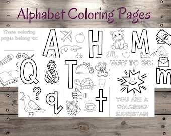 Alphabet Coloring Pages: Kids' Activity Sheets (Digital Download)